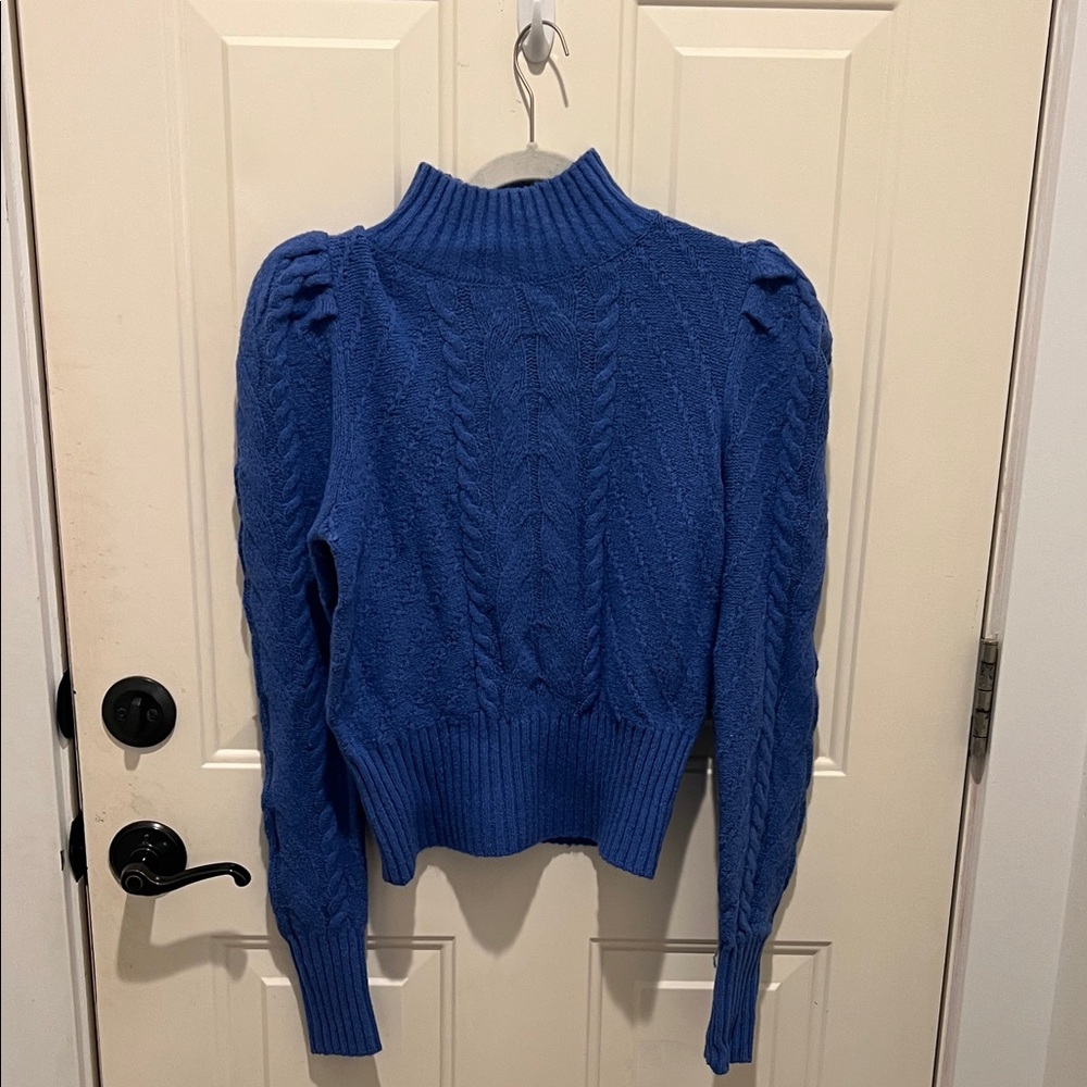 LOFT Royal Blue Cable Knit Turtleneck Sweater